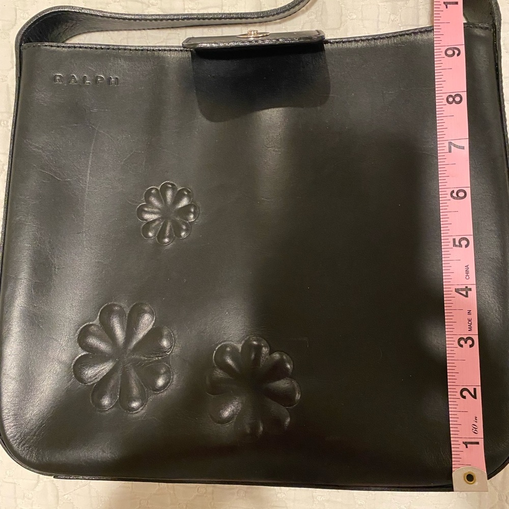 Ralph Lauren Vintage Black Shoulder Bag with Floral Accents - Picture 10 of 16